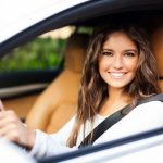 Woman driving her car