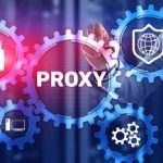 Proxy. Network administrator access the proxy server. Technology concept.