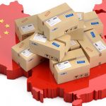 Online shopping in China concept