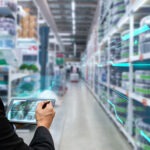 Innovative, inspecting the inventory of goods in the warehouse b